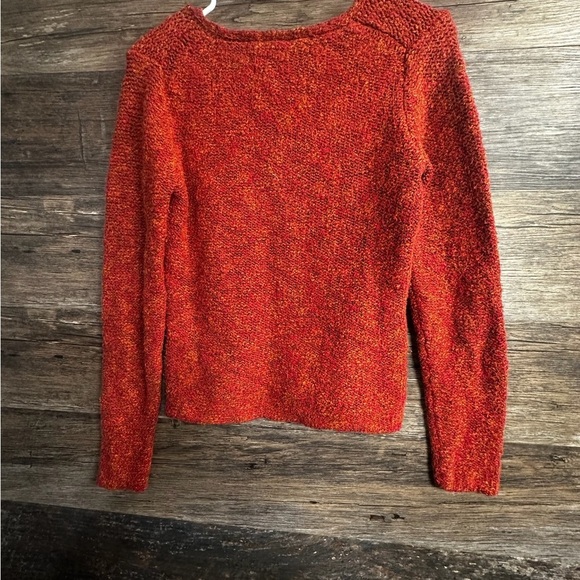 Eileen Fisher Red Orange Crew Neck Sweater Textured Knit - Picture 8 of 8